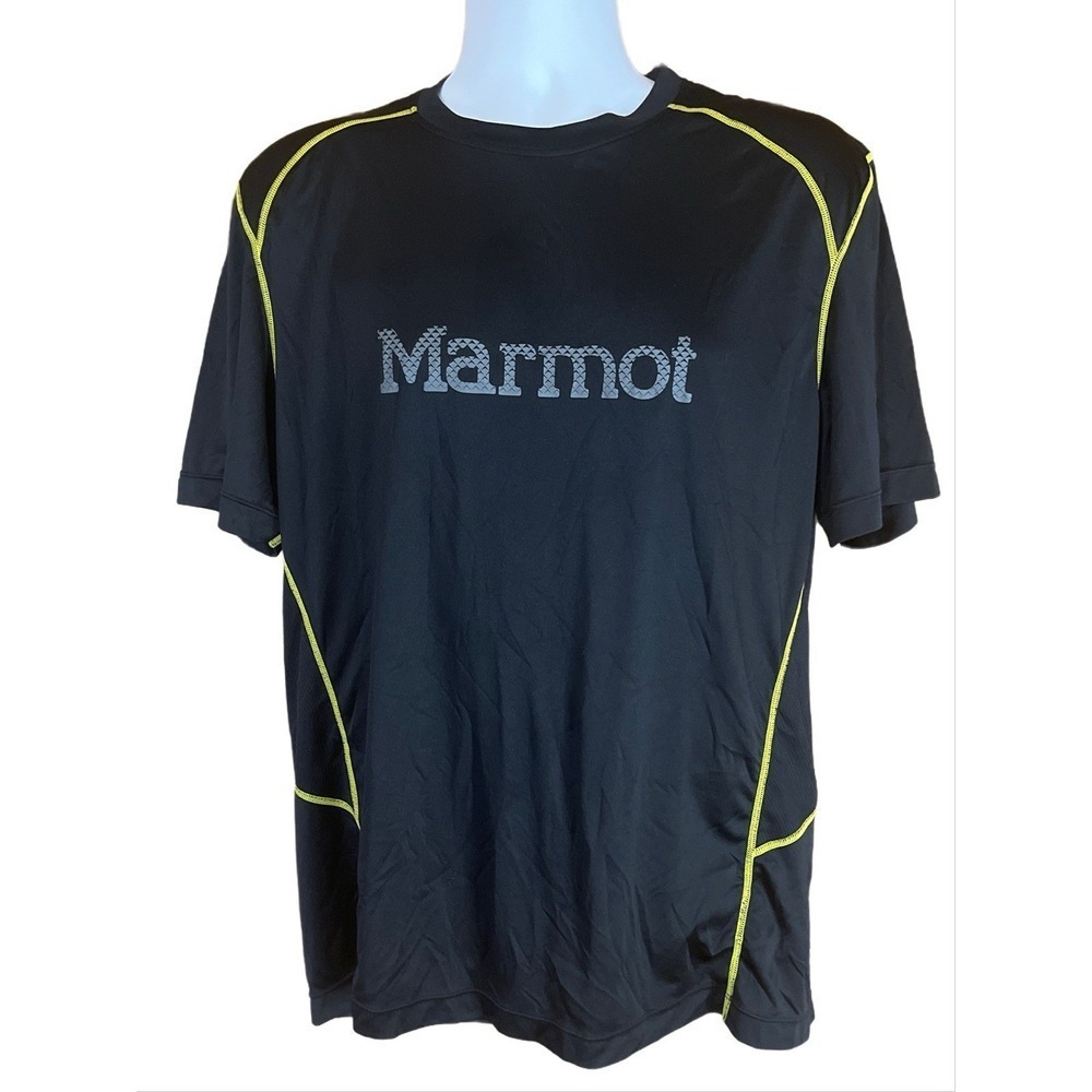 Marmot Ridgeline Graphic Black Short Sleeve Quick Dry Athletic Shirt Men's XL